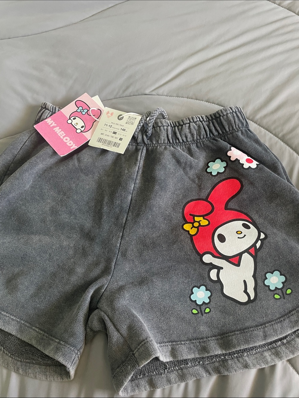 Zara Gray Kids Shorts with Red My Melody Character
